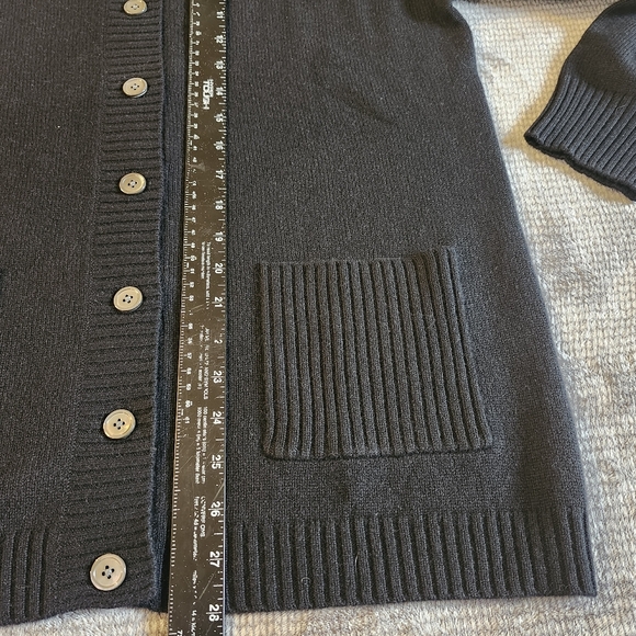Orvis Cashmere Button Up Cardigan Sweater M Medium Black Mock Neck Long Sleeves, - Picture 5 of 7